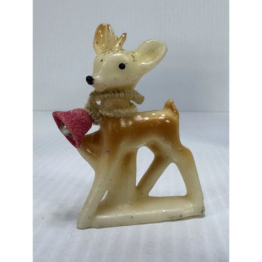 Vintage Lot 7 Gurley Candles 4 Santa 2 Snowman 1 Reindeer Wearing Bell